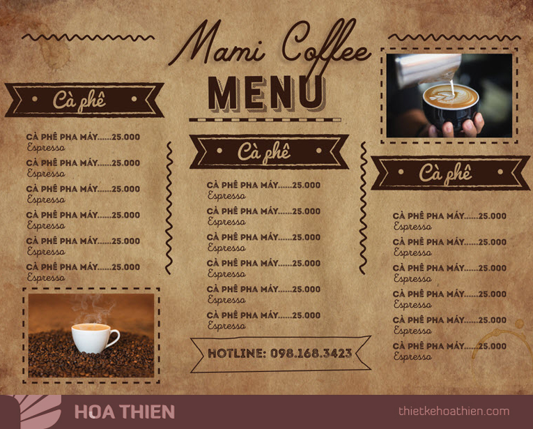 thiết kế menu cafe đẹp